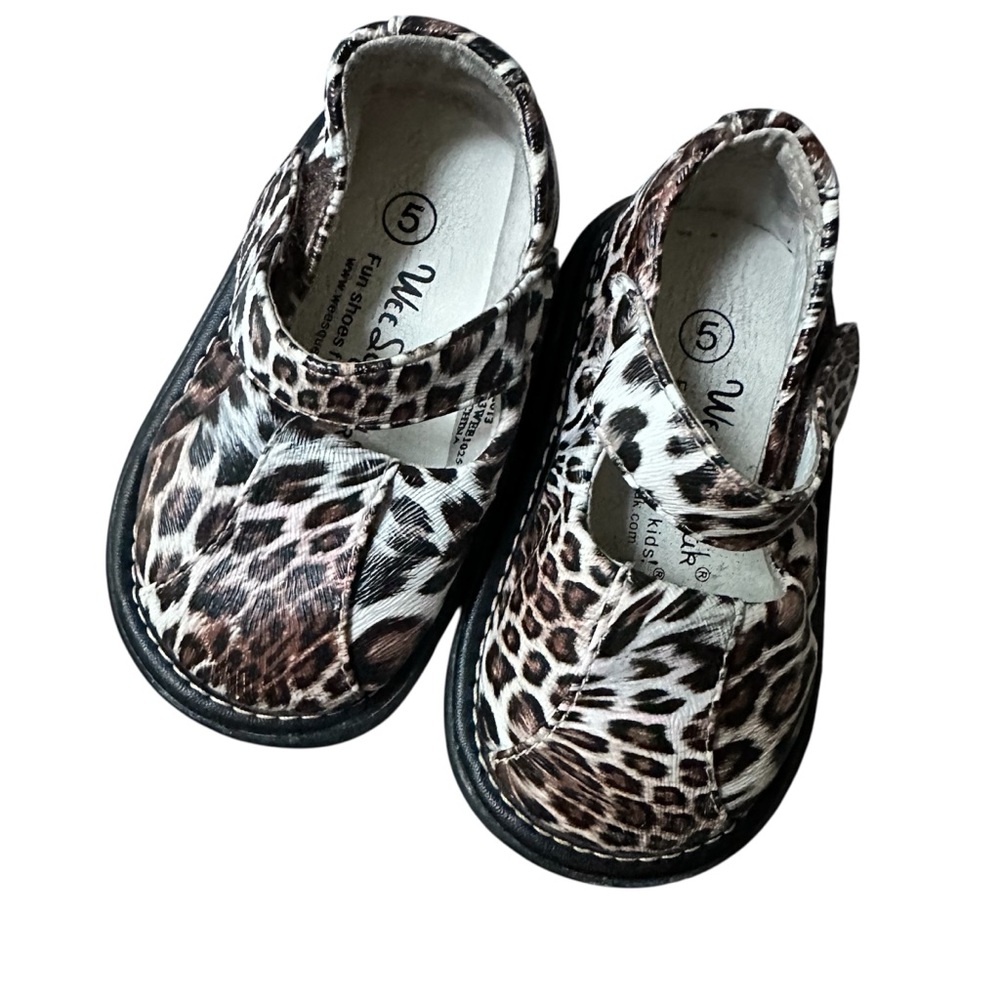 Wee Squeak CoCo‎ Leopard Squeaky Mary Jane Shoes Toddler Size 5